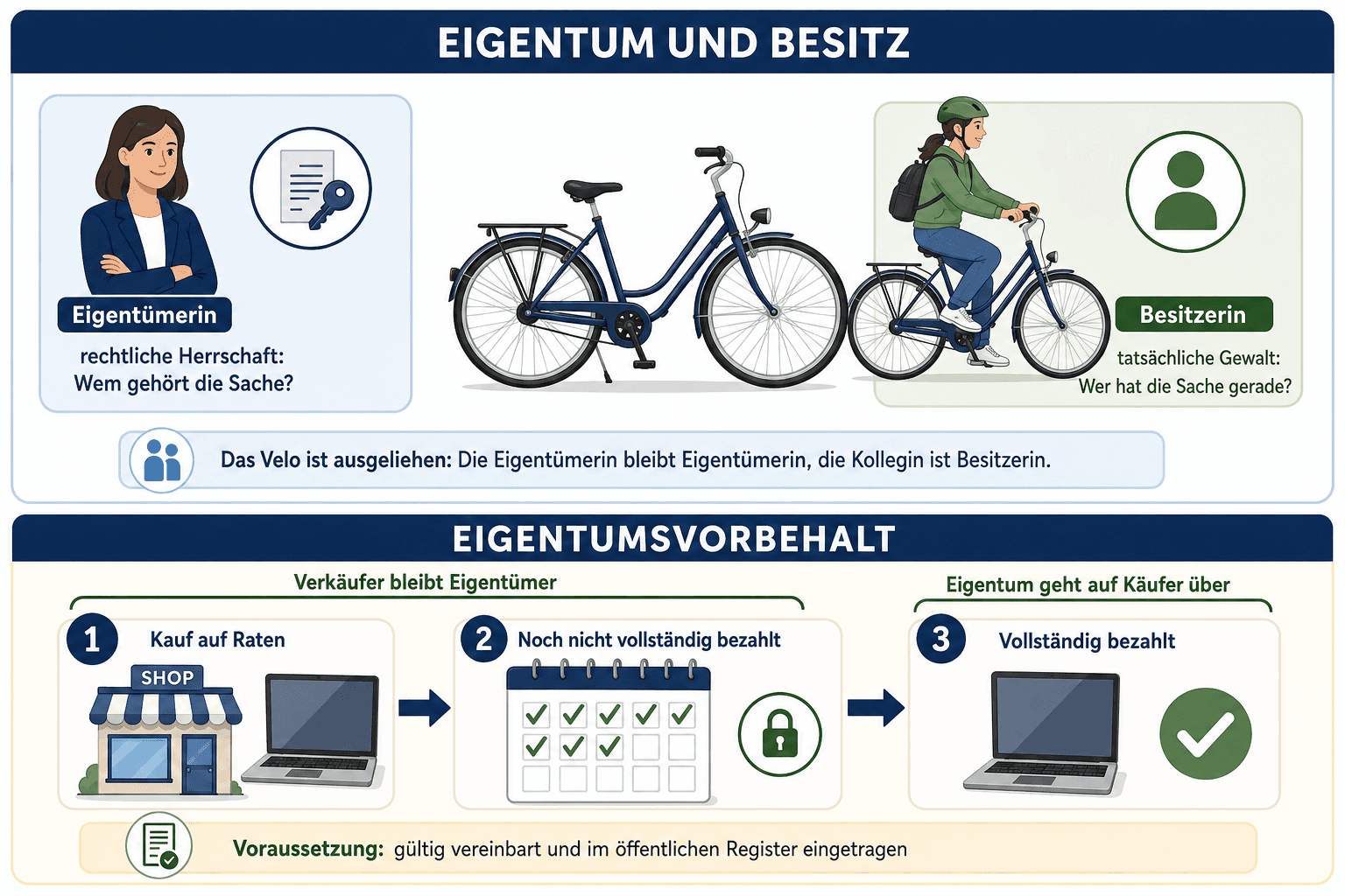 Unterschied zwischen Eigentum und Besitz sowie der Ablauf eines Kaufs mit Eigentumsvorbehalt